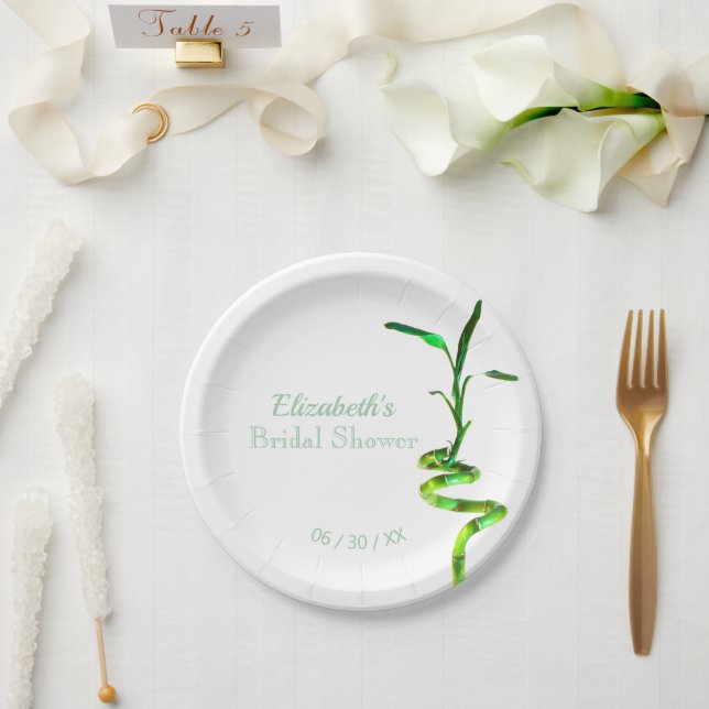 Prato De Papel Chá de panela Personalizado Lucky Bamboo Amarelo (Casamento)