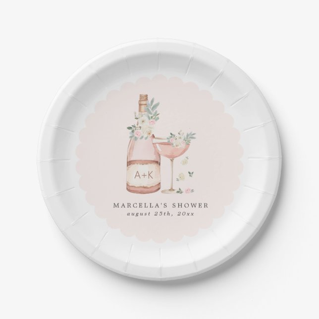 Prato De Papel Chá de panela Petals & Prosecco - Bachelorette (Frente)
