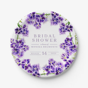 Prato De Papel Chá de panela roxo da flor da aguarela do duranta