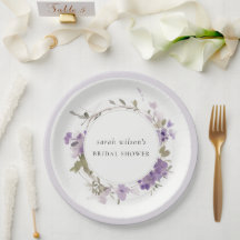 Chá de panela Rustic Meadow Lilac Floral Wreath