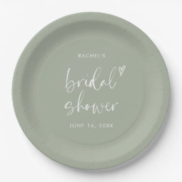 Prato De Papel Chá de panela Verde de Sage do Script Modern Boho