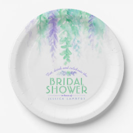 Prato De Papel Chá de panela verde-púrpura floral da vinha