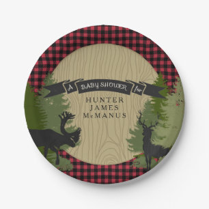 Prato De Papel Chá do bebé da floresta da floresta do lenhador 