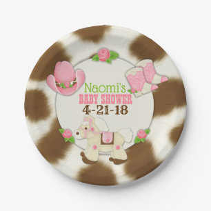 Prato De Papel Chá do bebé da vaqueira do cupcake 7" placa de