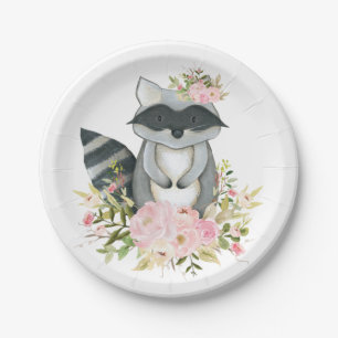 Prato De Papel Chá floral da floresta do rosa feminino do