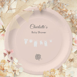 Prato De Papel Chá Minimista De Bebê De Pêssego Leve