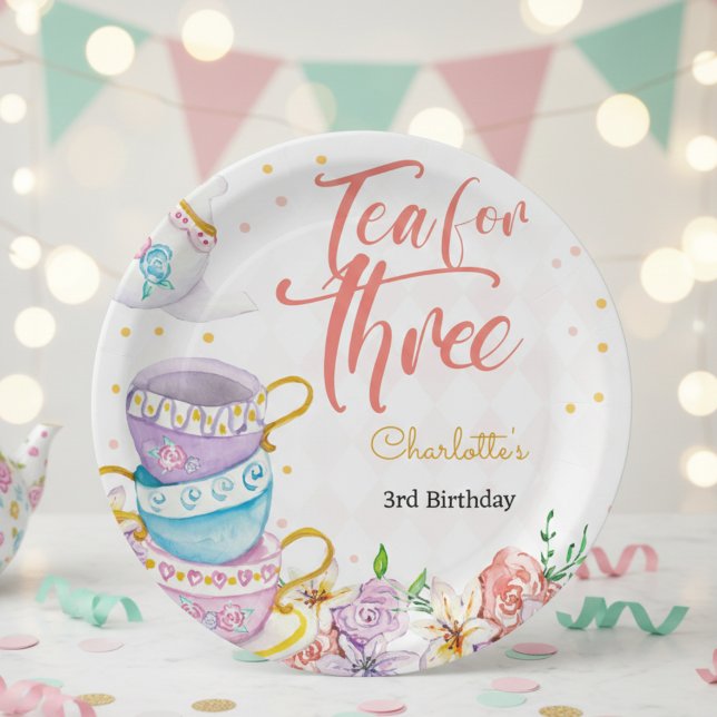 Prato De Papel Chá para três, terceiro aniversário de chá (Criador carregado)