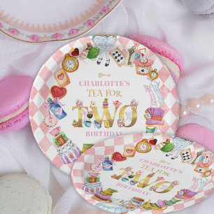 Prato De Papel Chá Rosa Alice no País das Maravilhas para dois An