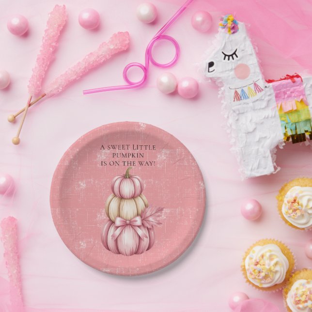 Prato De Papel Chá Rosa Pumpkin Baby Girl (Festa)