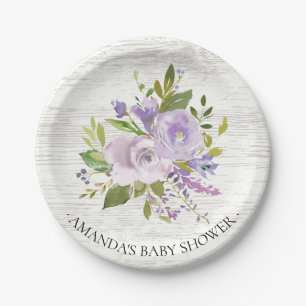 Prato De Papel Chá rústico das flores da lavanda do primavera 7