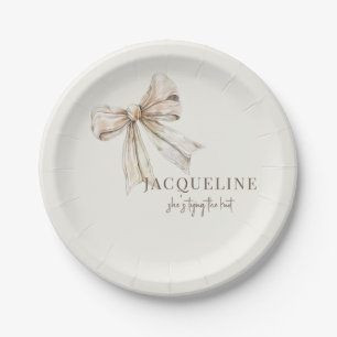 Prato De Papel Chá Simples de Casando de Creme Personalizado