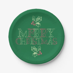 Prato De Papel Chalk Mistletoe Pattern