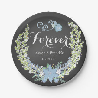 Prato De Papel Chalkboard Blue Bells Para Placas De Papel De Casa