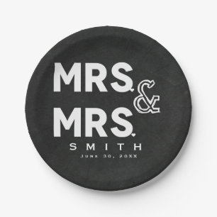 Prato De Papel Chalkboard Chalk MR & MR Gay Noivado Casamento