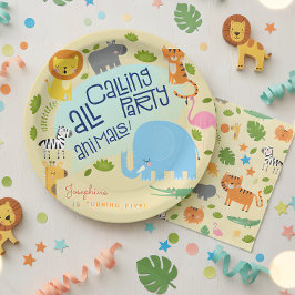 Prato De Papel Chamando a todos os aniversários de criança de ani