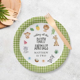 Prato De Papel Chamando todos os animais de Aniversário de crianç