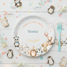 Prato De Papel Chamando todos os animais de festa de aniversário