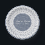 Prato De Papel Chambray azul denim & colocar placa de papel perso<br><div class="desc">Design de chambray e lacre</div>
