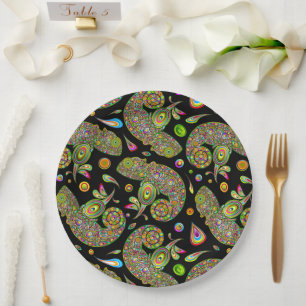 Prato De Papel Chameleon Psychedelic Fantasy
