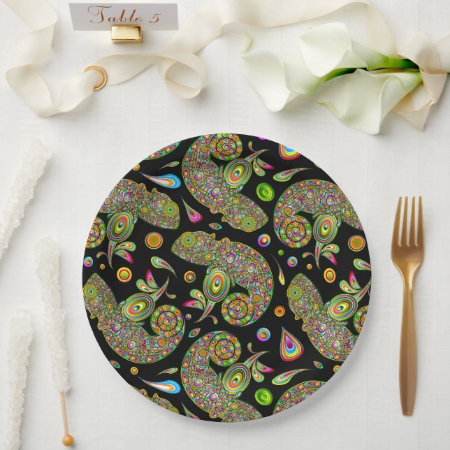 Prato De Papel Chameleon Psychedelic Fantasy (Casamento)