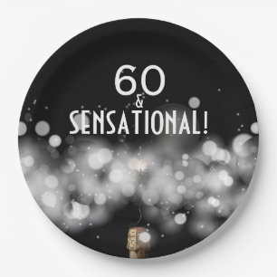 Prato De Papel Champagne e Sparkler 60 e placas de papel sensacio
