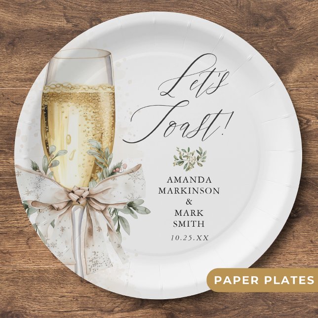 Prato De Papel Champagne Let's Toast Winter Engagement (Criador carregado)