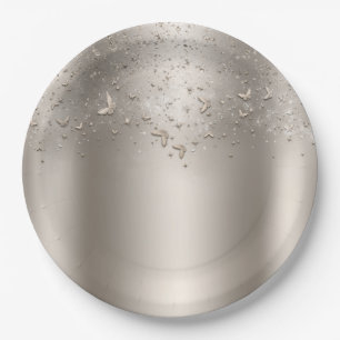 Prato De Papel Champanhe Shimmer Flauta Borboleta Doce 16 Festa