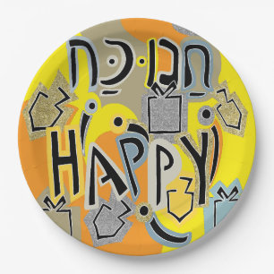 Prato De Papel Chanukah Happy Glitzy