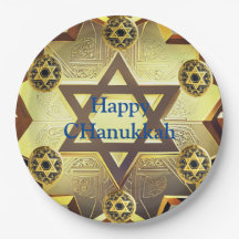 Chanukkah Paper Plates, Placa redonda de papel de