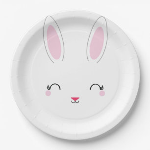 Prato De Papel chapa da parte de papel BUNNY BIRTHDAY cor-de-rosa
