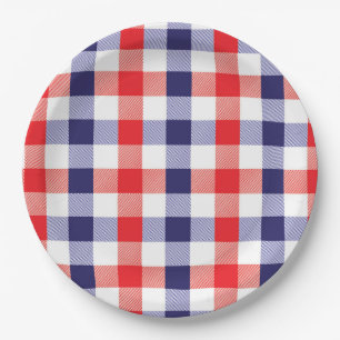 Prato De Papel Chapa de papel azul e vermelho Patriótico