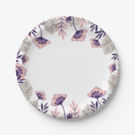 Prato De Papel Chapa de papel festivo com delicado padrão floral