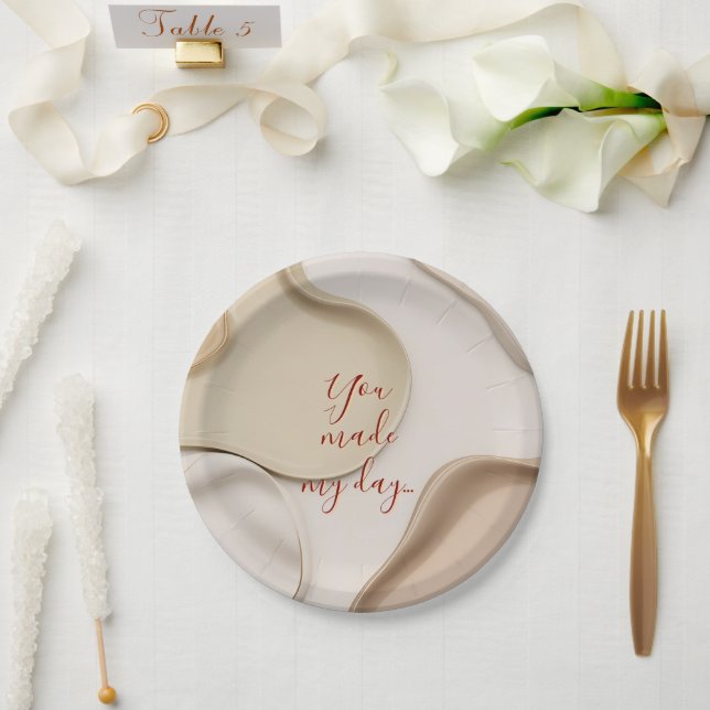 Prato De Papel Chapa de papel redonda com na moda gráfico (Casamento)