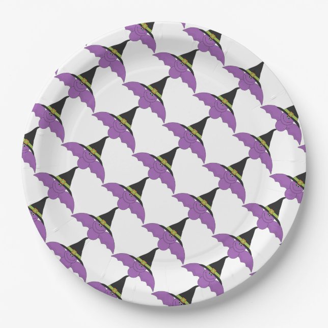 Prato De Papel Chapas/Bats de Papel Halloween (Frente)