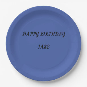 Prato De Papel Chapas de aniversário personalizadas azuis.