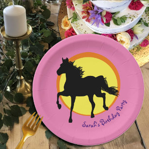 Prato De Papel Chapas de Cavalo Negro, Cavalo Corrente, Aniversár