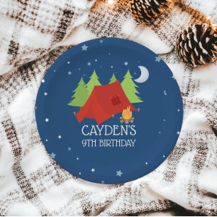 Prato De Papel Chapas de Festa de aniversário de campismo