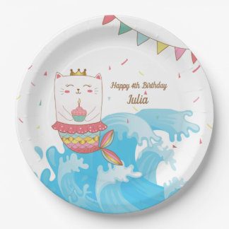 Prato De Papel Chapas de festa de aniversário de sereia