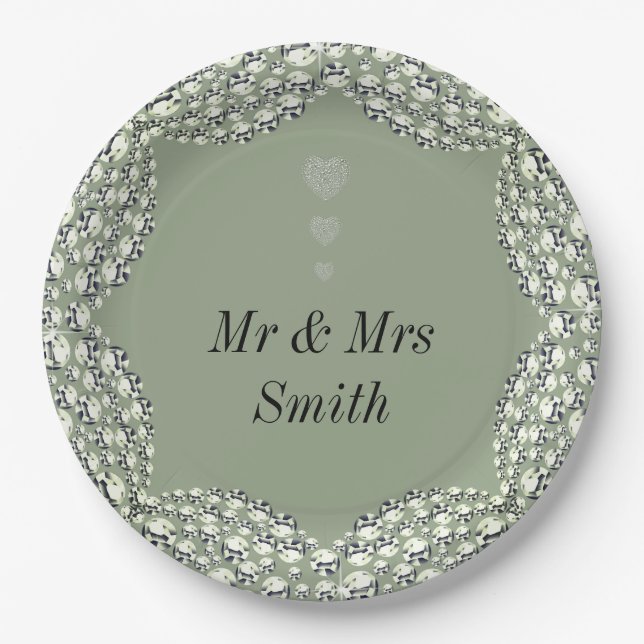 Prato De Papel Chapas de festa de casamento personalizadas, bonit (Frente)