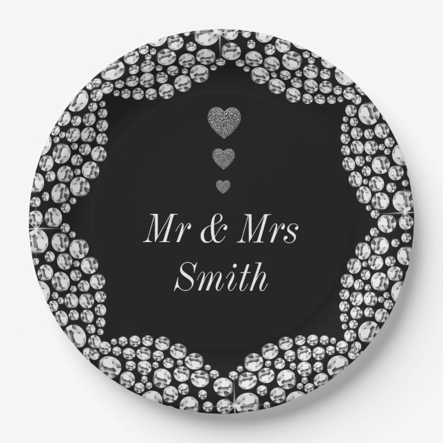 Prato De Papel Chapas de festa de casamento personalizadas, bonit (Frente)