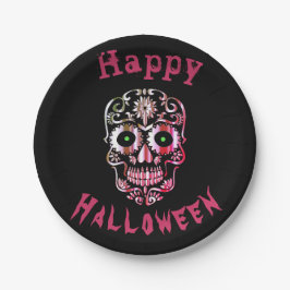 Prato De Papel Chapas de festas de Halloween de na moda-skull úni