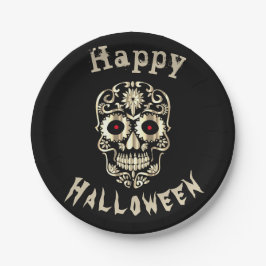 Prato De Papel Chapas de festas de Halloween de na moda-skull úni