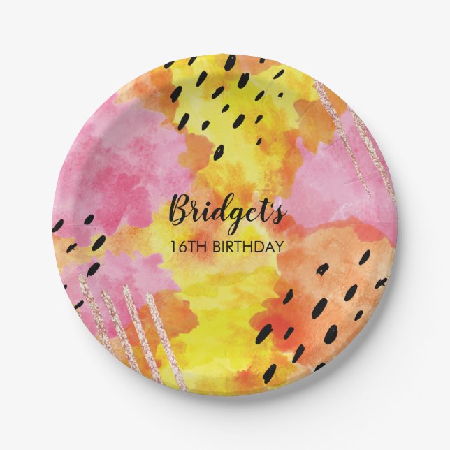 Prato De Papel Chapas de festas personalizadas de faixa azul (Frente)