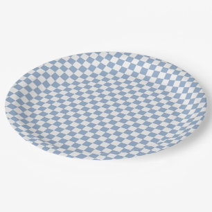 Prato De Papel Chapas de Papel Azul e Branco Verificadas