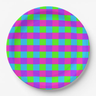 Prato De Papel Chapas de papel Brilhante Gingham - estilo 1