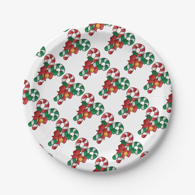 Prato De Papel Chapas de Papel/Canas Doces de Natal (Frente)