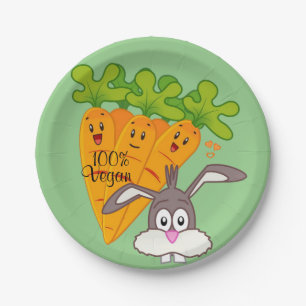Prato De Papel Chapas de Papel, Coelho de Cenoura 100% Vegan