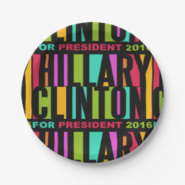 Prato De Papel Chapas de papel Colorful Hillary Clinton 2016