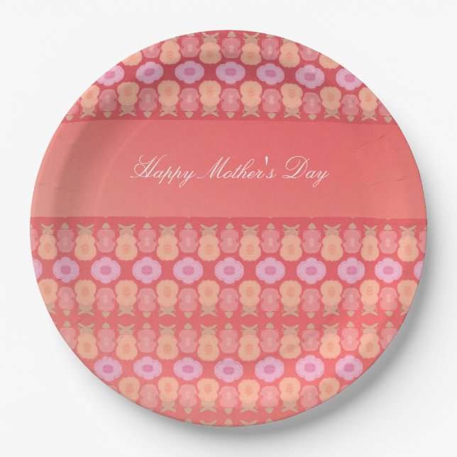 Prato De Papel Chapas de papel com dia de as mães (Frente)