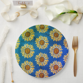 Prato De Papel Chapas de papel de flores azuis-brancas